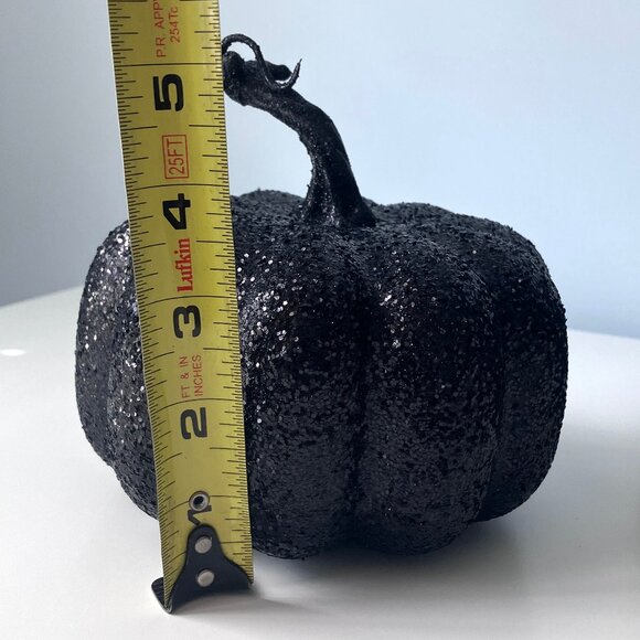 Halloween Black Glitter Pumpkin Set Glam Decor Tabletop Witchy - Picture 7 of 7